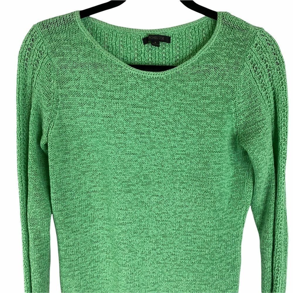 Rachel Zoe Green Knit Crochet Sweater Size small - Picture 4 of 10